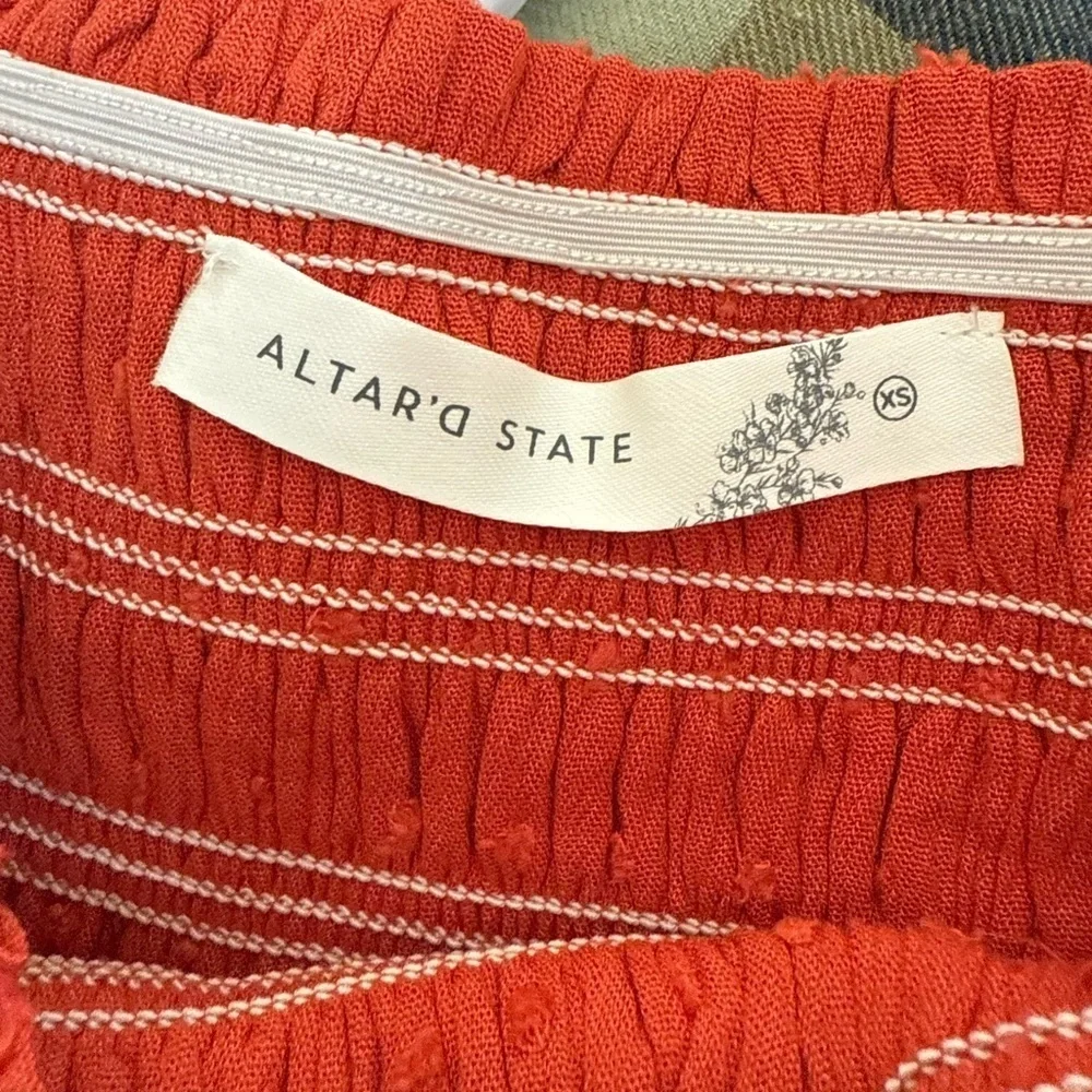 Altar’d State Mini Skirt Flowy Swiss Dot Skater Skirt orange size XS NWT